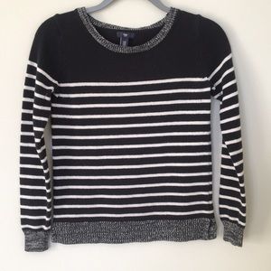 White and black striped sweater